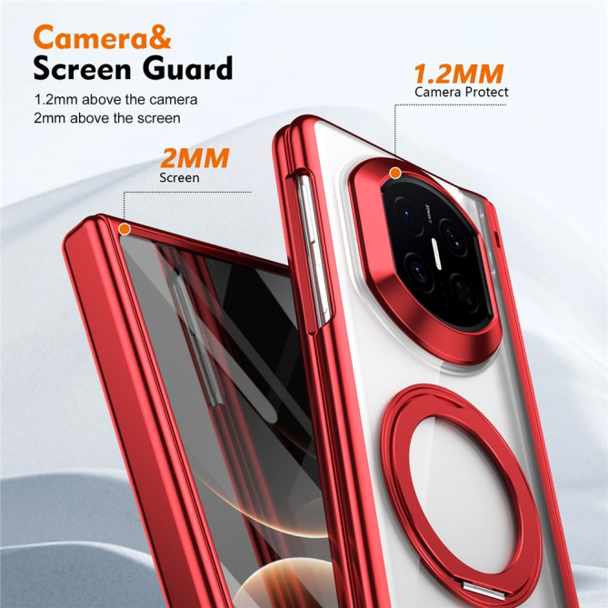 Coque Huawei Mate X7 transparente avec anneau rotatif et protection charnière