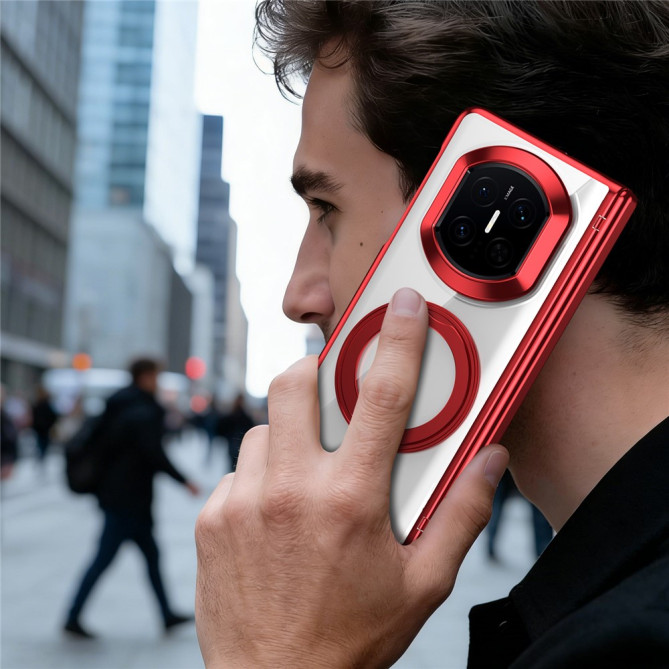 Coque Huawei Mate X7 transparente avec anneau rotatif et protection charnière