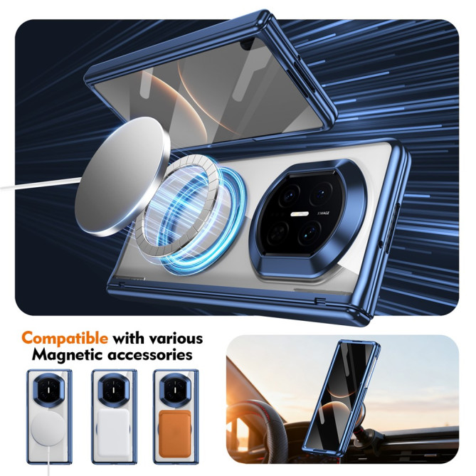 Coque Huawei Mate X7 transparente avec anneau rotatif et protection charnière