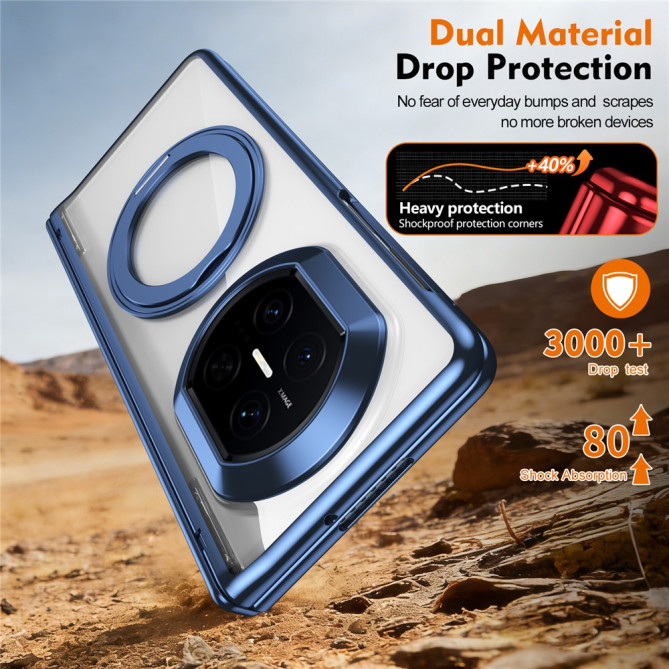 Coque Huawei Mate X7 transparente avec anneau rotatif et protection charnière