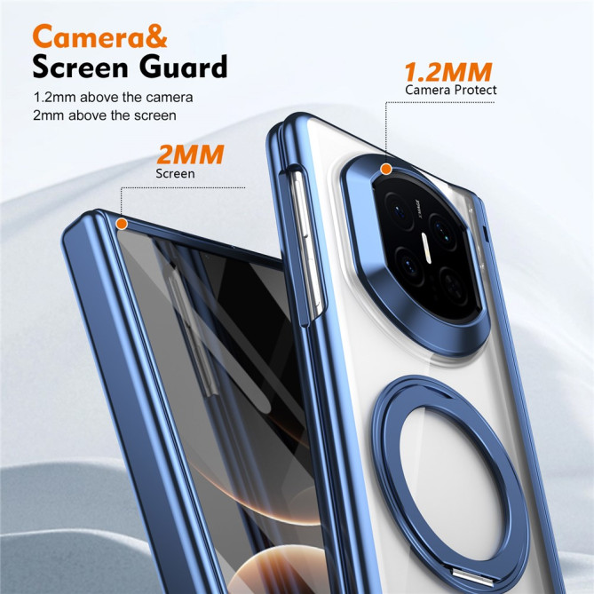 Coque Huawei Mate X7 transparente avec anneau rotatif et protection charnière