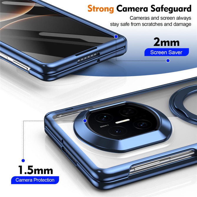 Coque Huawei Mate X7 transparente avec anneau rotatif et protection charnière