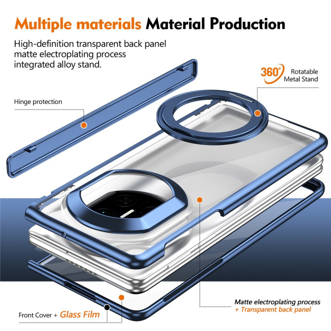 Coque Huawei Mate X7 transparente avec anneau rotatif et protection charnière