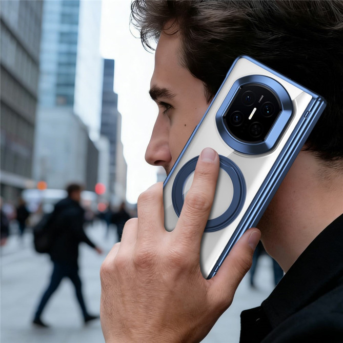 Coque Huawei Mate X7 transparente avec anneau rotatif et protection charnière