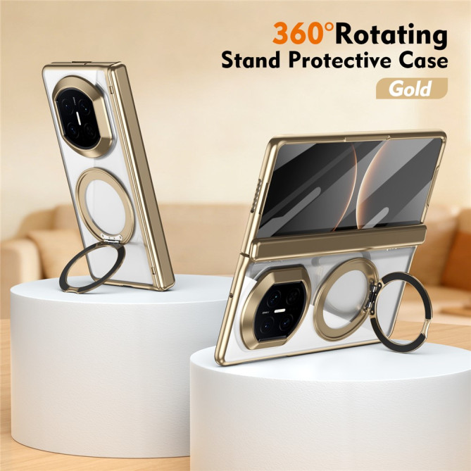 Coque Huawei Mate X7 transparente avec anneau rotatif et protection charnière