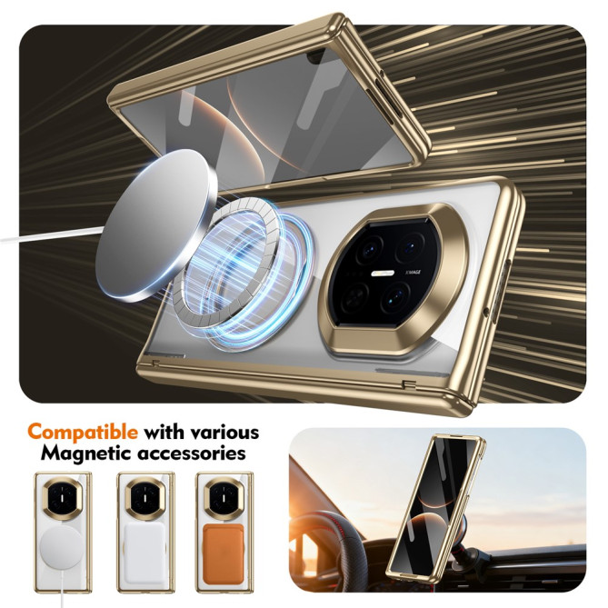 Coque Huawei Mate X7 transparente avec anneau rotatif et protection charnière