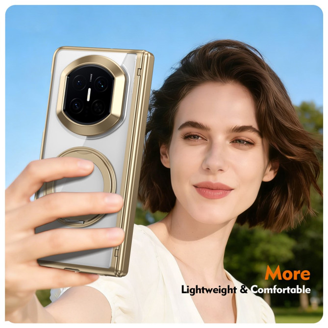 Coque Huawei Mate X7 transparente avec anneau rotatif et protection charnière