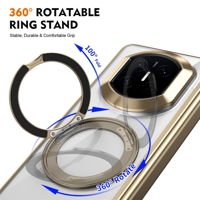 Coque Huawei Mate X7 transparente avec anneau rotatif et protection charnière