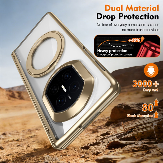 Coque Huawei Mate X7 transparente avec anneau rotatif et protection charnière