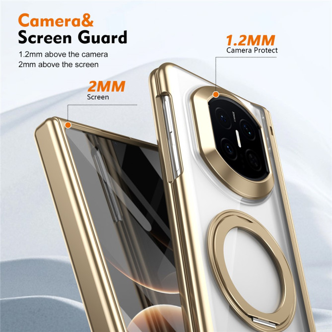 Coque Huawei Mate X7 transparente avec anneau rotatif et protection charnière