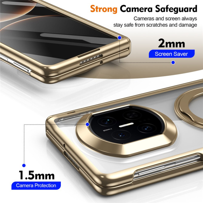Coque Huawei Mate X7 transparente avec anneau rotatif et protection charnière