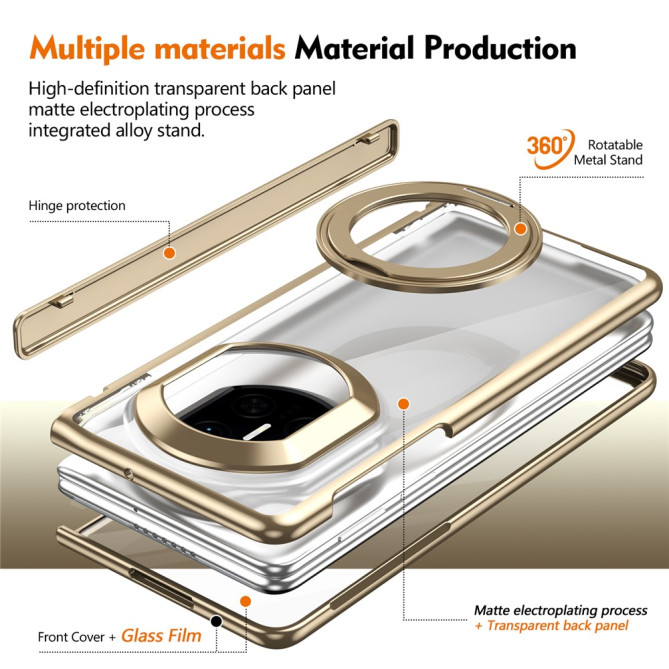Coque Huawei Mate X7 transparente avec anneau rotatif et protection charnière