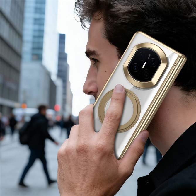 Coque Huawei Mate X7 transparente avec anneau rotatif et protection charnière