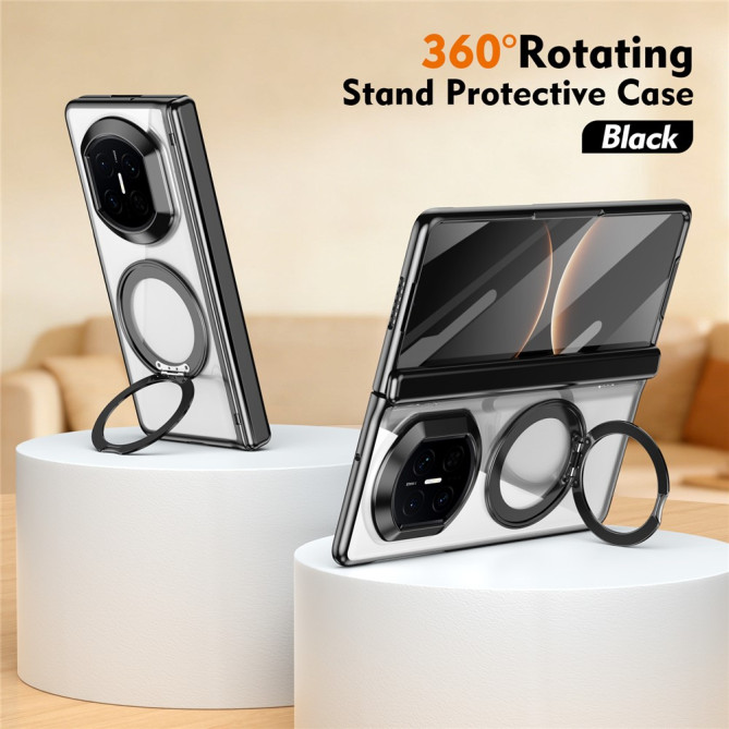 Coque Huawei Mate X7 transparente avec anneau rotatif et protection charnière