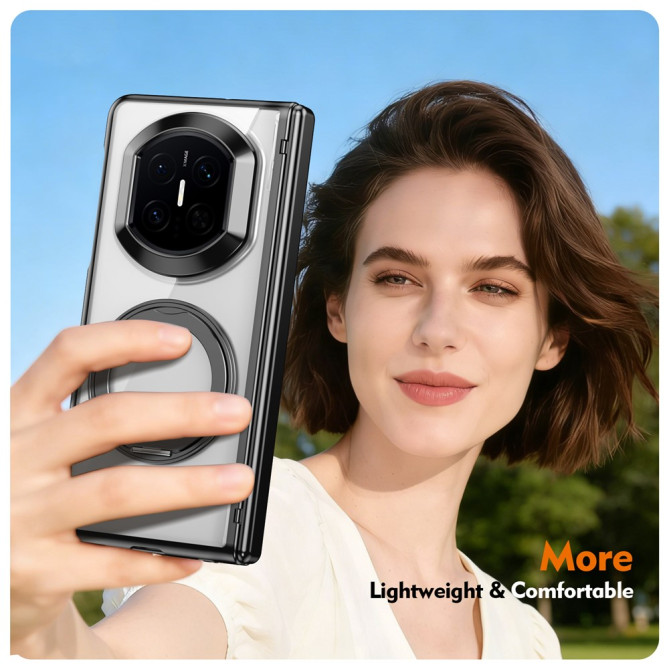 Coque Huawei Mate X7 transparente avec anneau rotatif et protection charnière