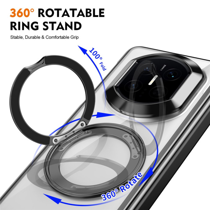 Coque Huawei Mate X7 transparente avec anneau rotatif et protection charnière