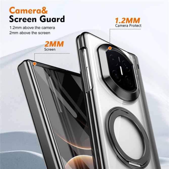 Coque Huawei Mate X7 transparente avec anneau rotatif et protection charnière