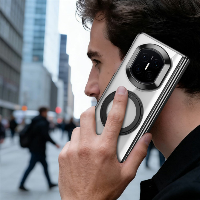 Coque Huawei Mate X7 transparente avec anneau rotatif et protection charnière