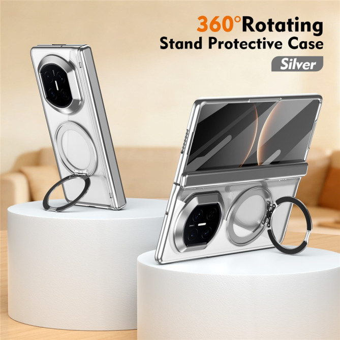 Coque Huawei Mate X7 transparente avec anneau rotatif et protection charnière