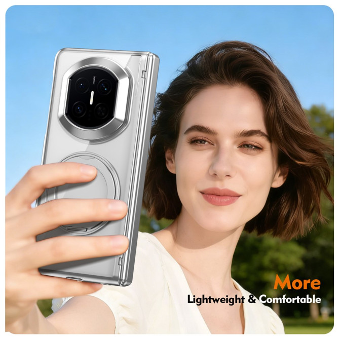 Coque Huawei Mate X7 transparente avec anneau rotatif et protection charnière