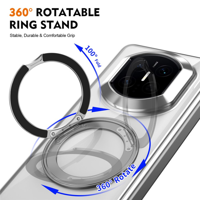 Coque Huawei Mate X7 transparente avec anneau rotatif et protection charnière