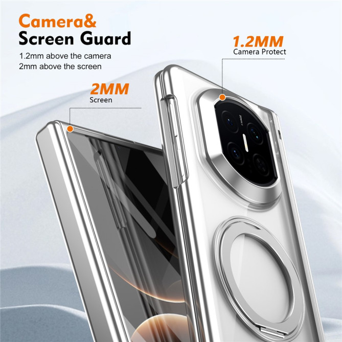 Coque Huawei Mate X7 transparente avec anneau rotatif et protection charnière