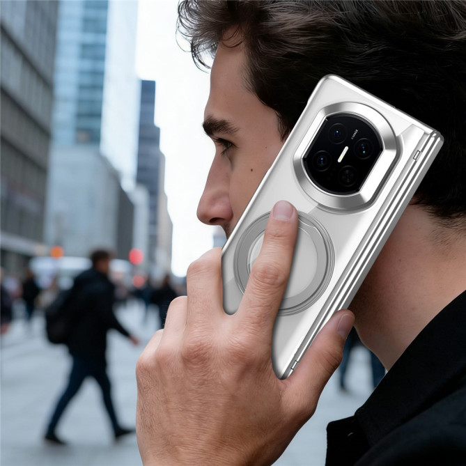 Coque Huawei Mate X7 transparente avec anneau rotatif et protection charnière