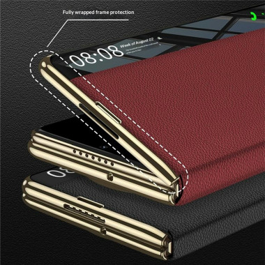 Coque Huawei Mate X7 flip avec fenêtre intelligente et finition texturée
