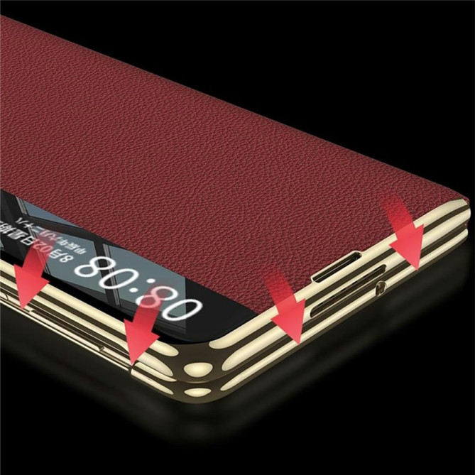 Coque Huawei Mate X7 flip avec fenêtre intelligente et finition texturée
