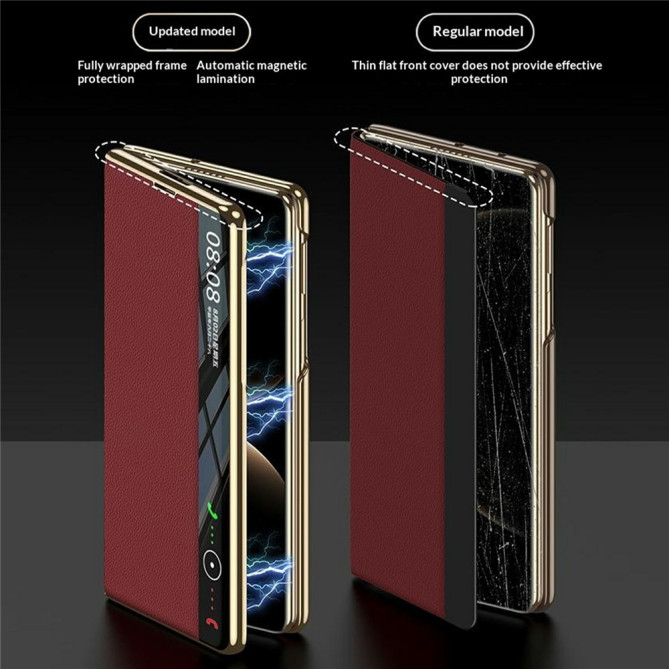 Coque Huawei Mate X7 flip avec fenêtre intelligente et finition texturée