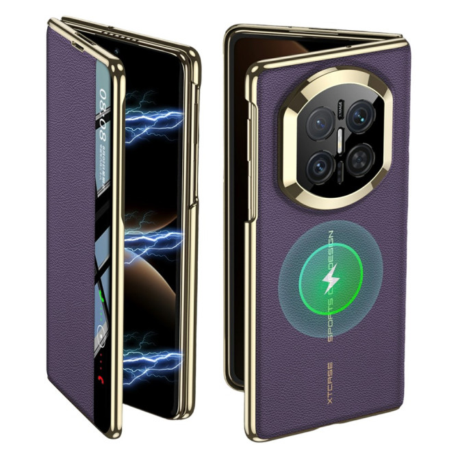 Coque Huawei Mate X7 flip avec fenêtre intelligente et finition texturée