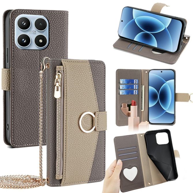 Housse Xiaomi 17 luxury portefeuille avec chaîne
