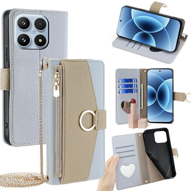 Housse Xiaomi 17 luxury portefeuille avec chaîne