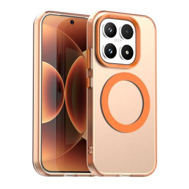 Coque Xiaomi 17 transparente avec anneau magnétique et contours colorés