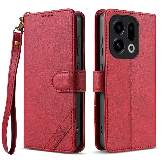 AZNS A2 for Oppo Find X9 5G Leather Case with Wrist Strap RFID Blocking Wallet Stand Phone Cover