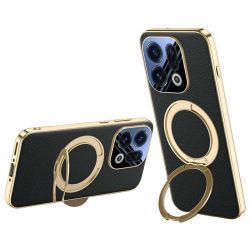 For Oppo Find X9 5G Case Magnetic Rotating Kickstand Leather + PC + Acrylic Phone Cover with Tempered Glass Rear Screen Film