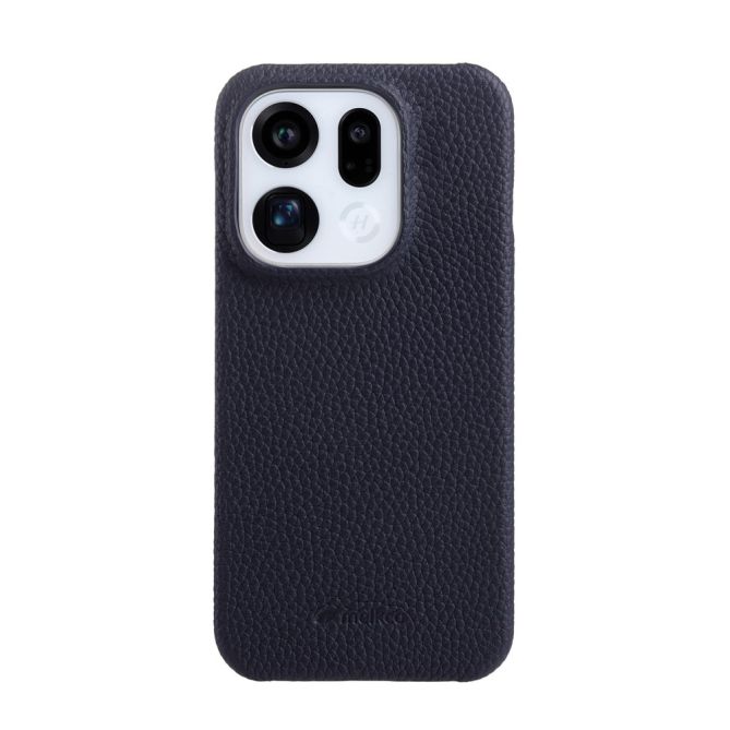MELKCO For Oppo Find X9 5G Case Incomplete Edge Genuine Cow Leather Coated PC Cover