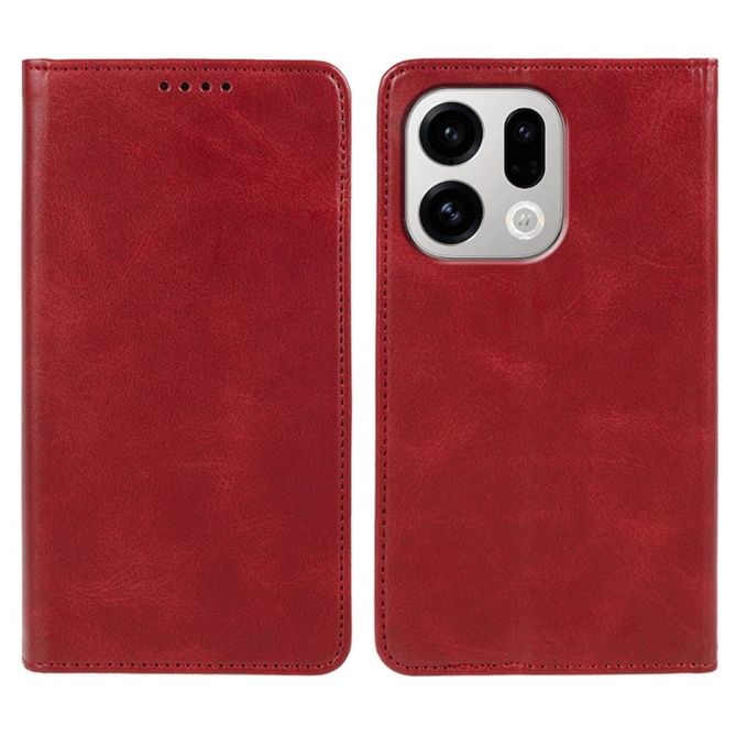 For Oppo Find X9 5G Case Strong Magnetic PU Leather Phone Cover Calf Texture