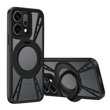 For Oppo Find X9 5G Case Magnetic Kickstand Hollow Heat Dissipation Silicone + PC + Metal Bumper Phone Cover