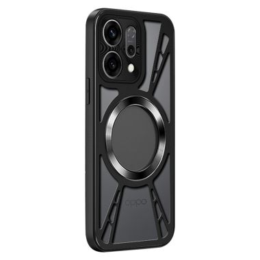 For Oppo Find X9 5G Magnetic Case Hollow Heat Dissipation Silicone + PC + Metal Bumper Phone Cover