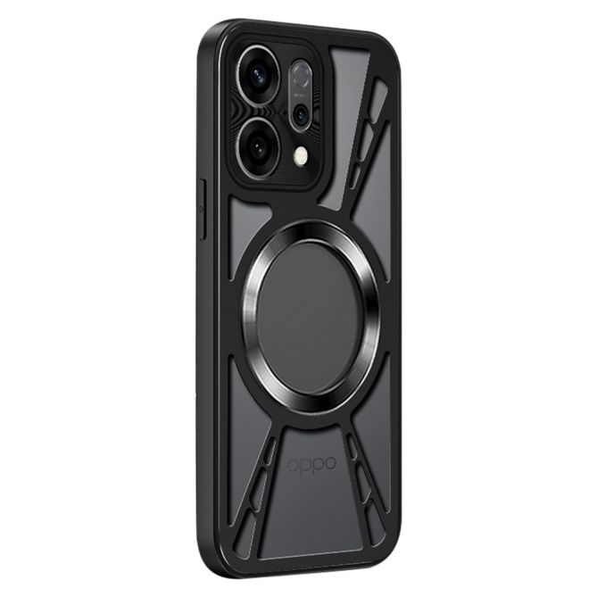 For Oppo Find X9 5G Magnetic Case Hollow Heat Dissipation Silicone + PC + Metal Bumper Phone Cover