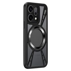 For Oppo Find X9 5G Magnetic Case Hollow Heat Dissipation Silicone + PC + Metal Bumper Phone Cover