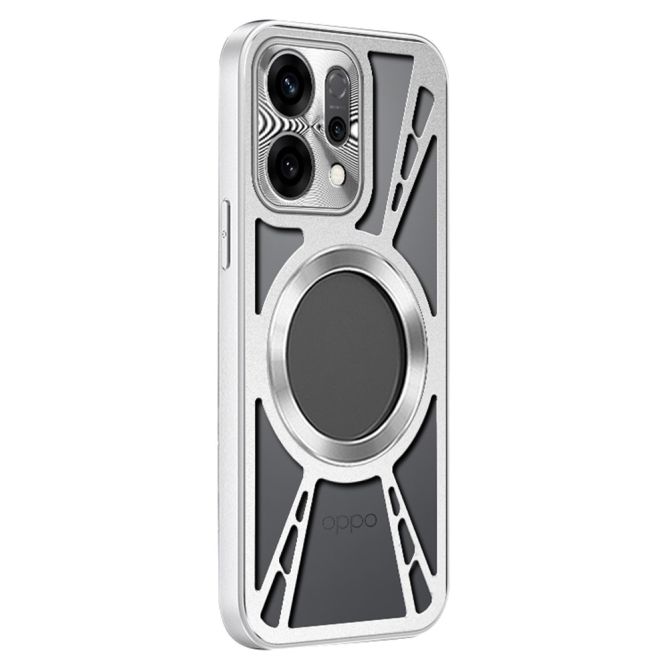 For Oppo Find X9 5G Magnetic Case Hollow Heat Dissipation Silicone + PC + Metal Bumper Phone Cover