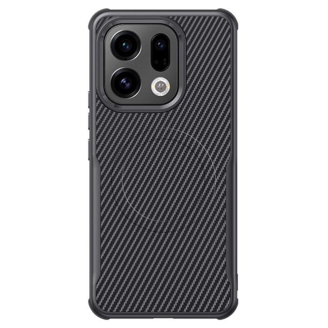 For Oppo Find X9 5G Magnetic Case Carbon Fiber PU + PC + Silicone Protective Cover