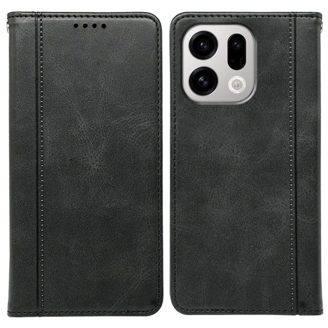 For Oppo Find X9 5G Case Hidden Magnetic Closure Calf Texture Leather Phone Cover