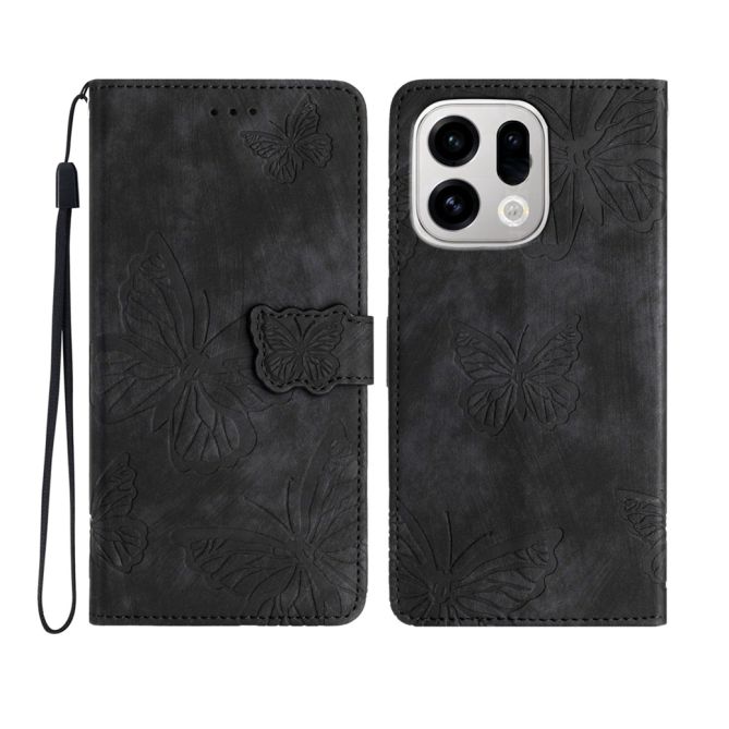 For Oppo Find X9 5G Case Butterfly Design Flip Wallet Leather Phone Cover Skin-Touch