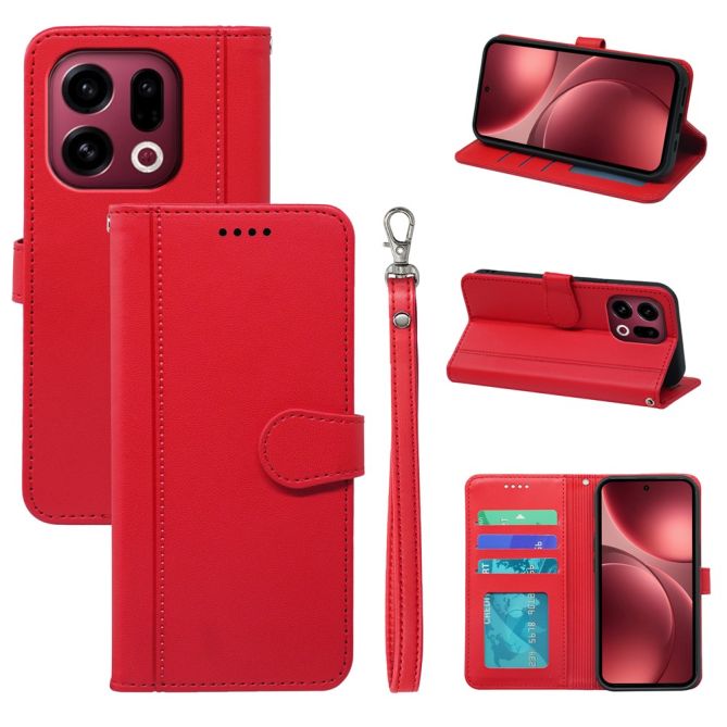 For Oppo Find X9 5G Wallet Case Magnetic Snap Leather Phone Cover with Strap