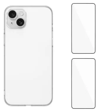 Coque iPhone 15 YJ1 transparente avec 2 verres trempés