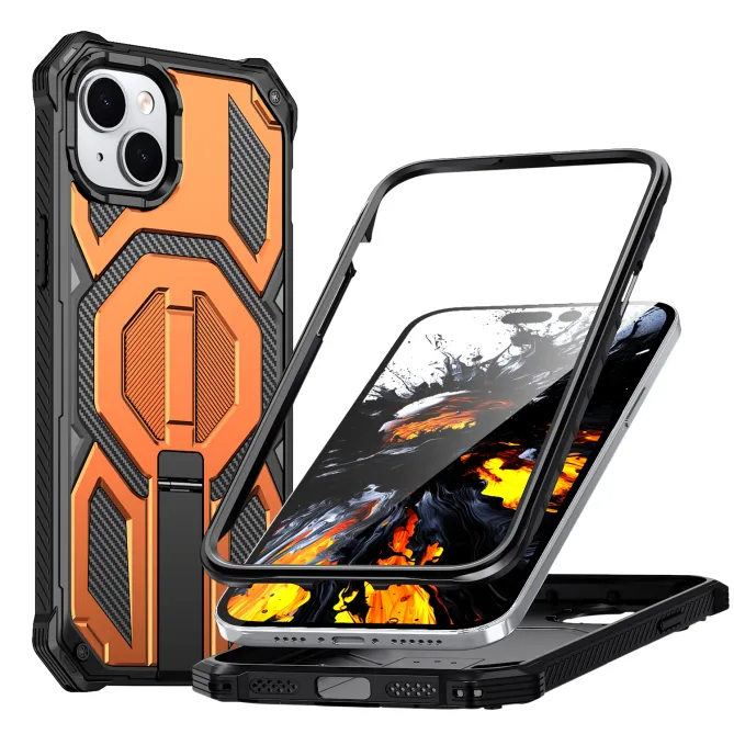 Coque iPhone 15 renforcée avec support pliable et anneau magnétique