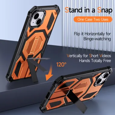 Coque iPhone 15 renforcée avec support pliable et anneau magnétique